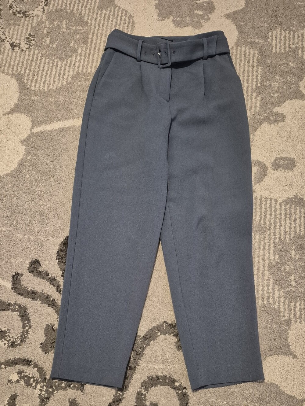 Ann Taylor Dusty Green High-Waist Belted Tapered Trousers 0